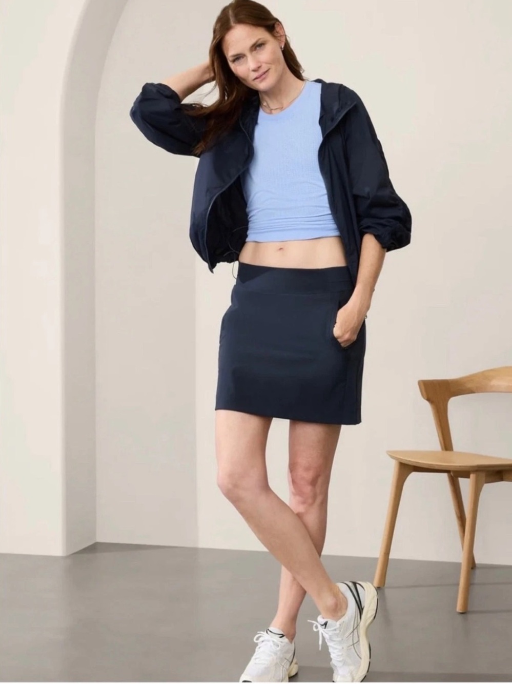 Athleta Women’s Sz 6 Tall Navy Blue Brooklyn Skort Skirt Pull On Stretch